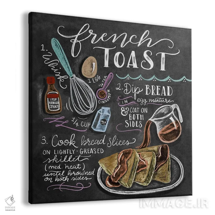 تابلو دکوراتیو دستور تهیه فرنچ تست اثر لیلی و ول - نمای پرسپکتیو محصول