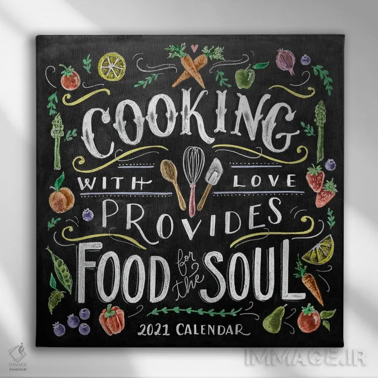 تابلو دکوراتیو آشپزی با عشق اثر لیلی و ول - نمای روبهرو روی دیوار