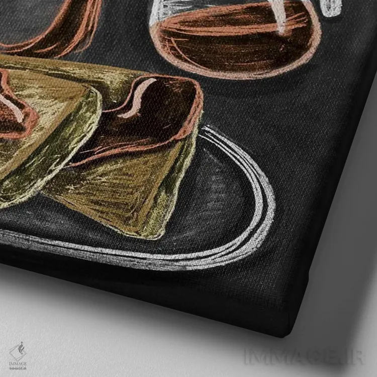 تابلو دکوراتیو دستور تهیه فرنچ تست اثر لیلی و ول - نمای نزدیک بافت بوم