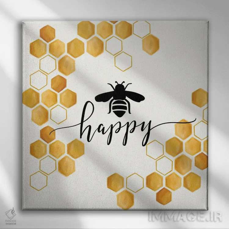 تابلو دکوراتیو زنبور شاد اثر لیلی و ول - نمای روبهرو روی دیوار