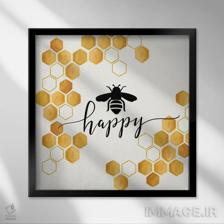 تابلو دکوراتیو زنبور شاد اثر لیلی و ول - نمای قابدار مشکی