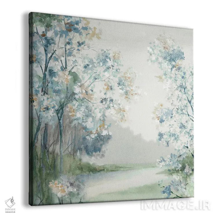 تابلو انتزاعی روشنایی جنگل آبی اثر لونا ماویس - نمای پرسپکتیو محصول