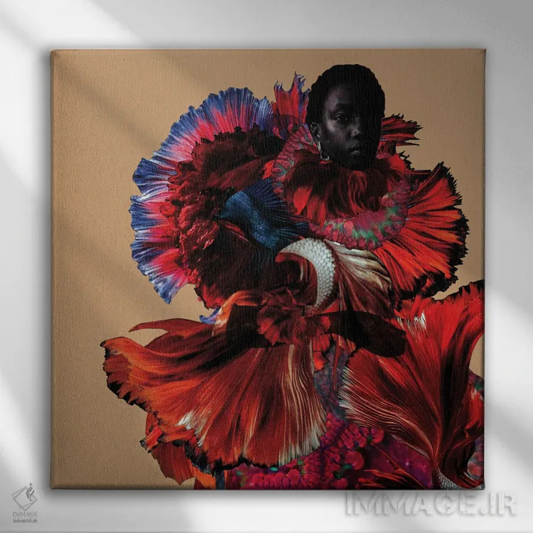 تابلو دکوراتیو گل رز تفکیک شده اثر لولیتا لورنزو - نمای روبهرو روی دیوار