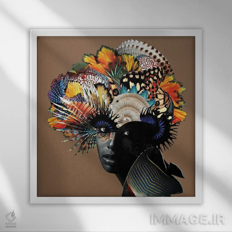 تابلو دکوراتیو نقاب اثر لولیتا لورنزو - نمای قابدار سفید