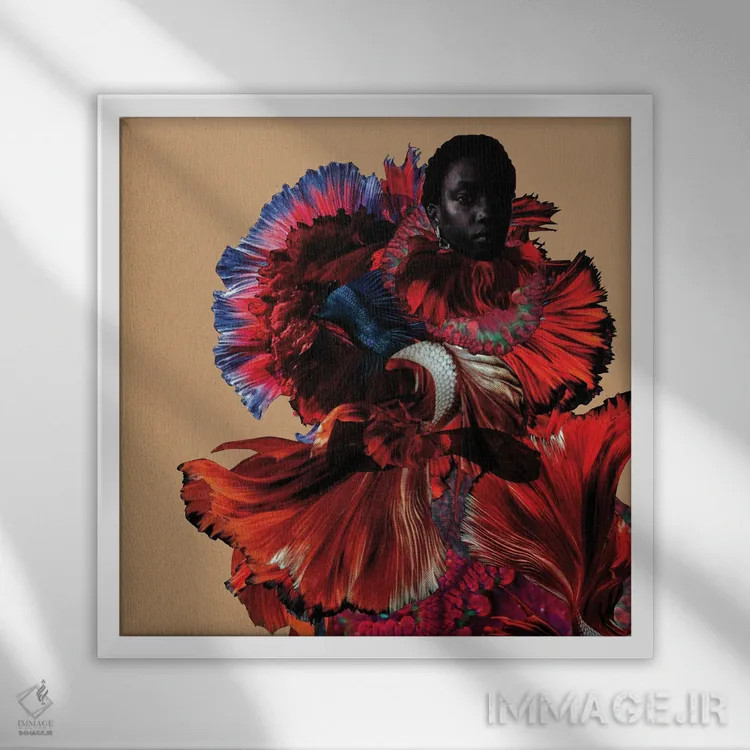 تابلو دکوراتیو گل رز تفکیک شده اثر لولیتا لورنزو - نمای قابدار سفید