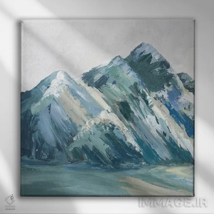 تابلو انتزاعی کوه های پالت آبی II اثر لونا ماویس - نمای روبهرو روی دیوار