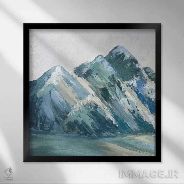 تابلو انتزاعی کوه های پالت آبی II اثر لونا ماویس - نمای قابدار مشکی