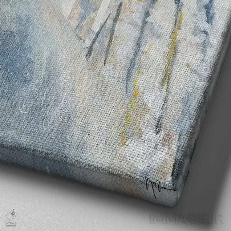 تابلو دکوراتیو زمستان کالیفرنیا اثر لیندا مک کلور - نمای نزدیک بافت بوم