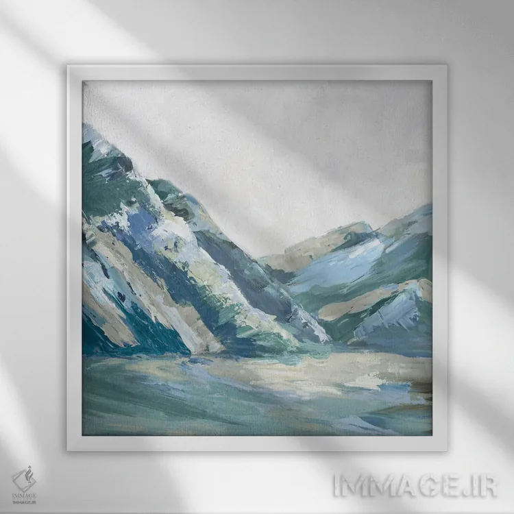 تابلو انتزاعی کوه های پالت آبی I اثر لونا ماویس - نمای قابدار سفید