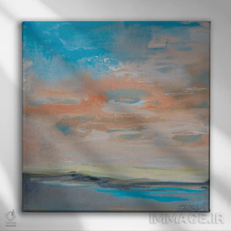 تابلو انتزاعی آسمان سرخوش اثر لیندا استلینگ - نمای روبهرو روی دیوار
