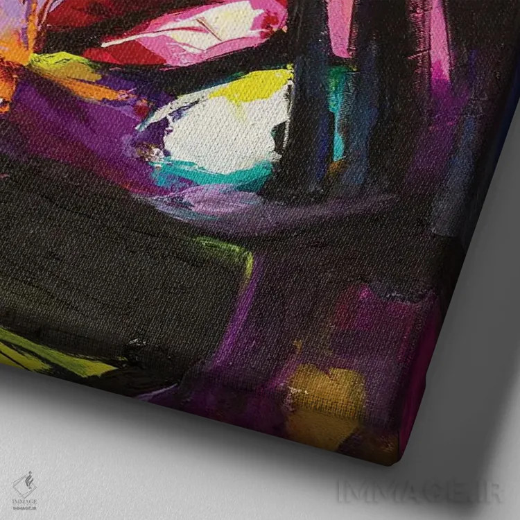 تابلو دکوراتیو شقایق وحشی اثر لانا فری - نمای نزدیک بافت بوم