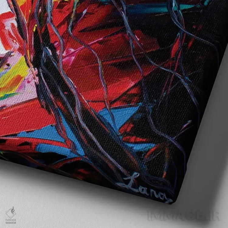 تابلو دکوراتیو بازی سایه اثر لانا فری - نمای نزدیک بافت بوم