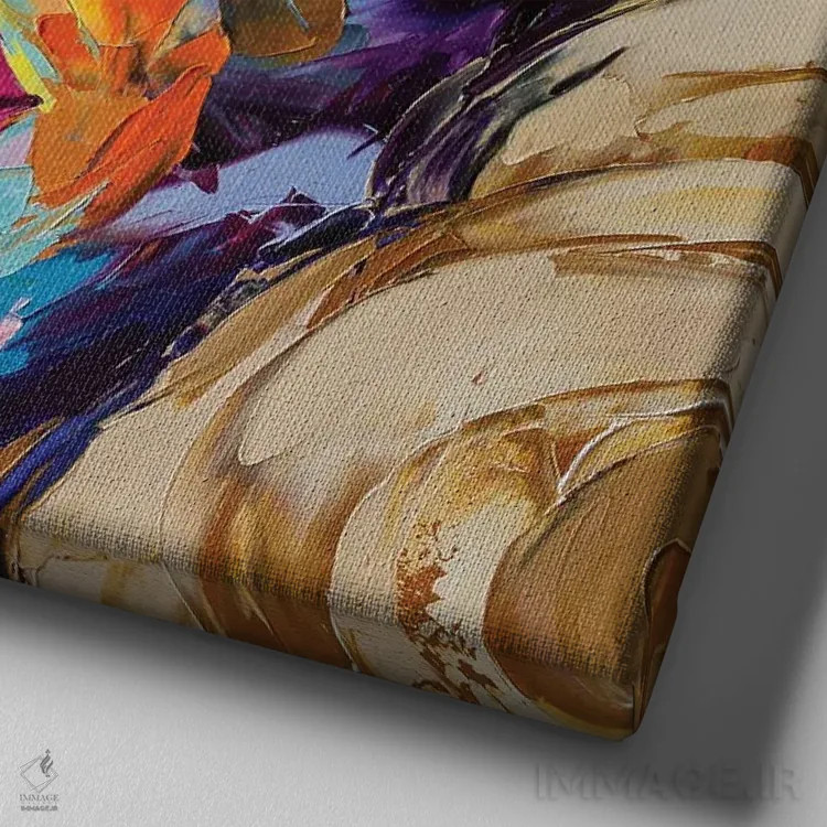 تابلو دکوراتیو رازهای خودت را خاموش کن اثر لانا فری - نمای نزدیک بافت بوم