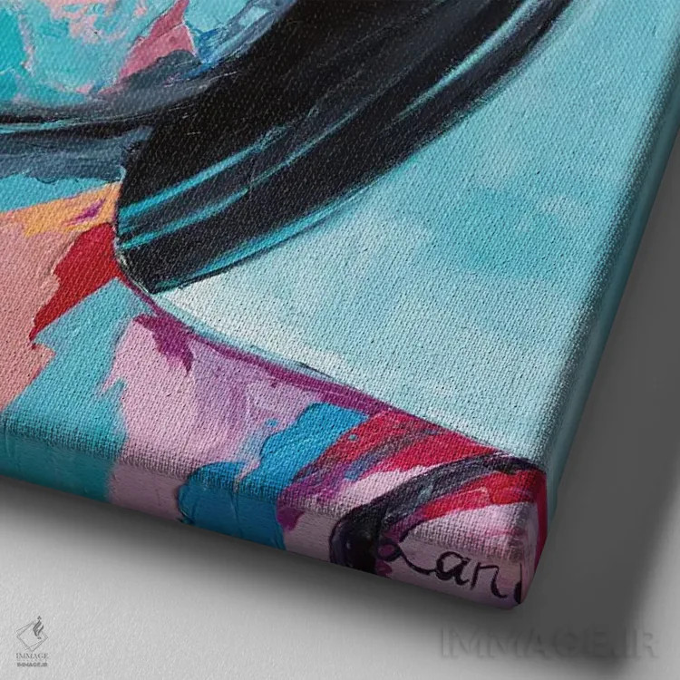 تابلو دکوراتیو موجیتو روی یخ اثر لانا فری - نمای نزدیک بافت بوم