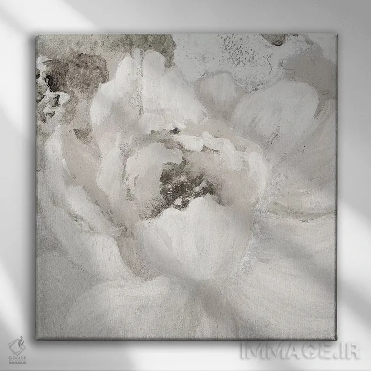 تابلو دکوراتیو گل های خاکستری روشن یک اثر لینی لورث - نمای روبهرو روی دیوار