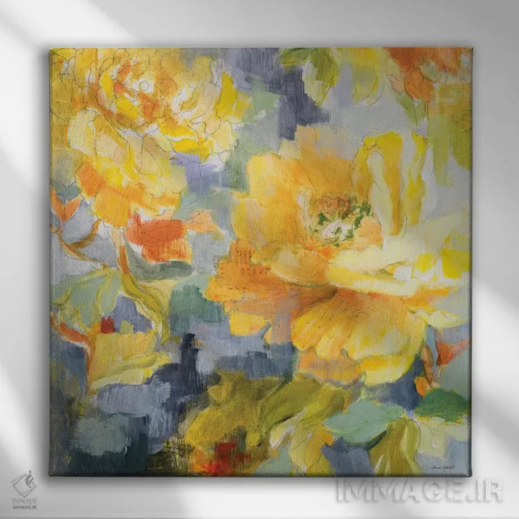 تابلو دکوراتیو "پیونی های مدرن I" اثر لینی لورث - نمای روبهرو روی دیوار