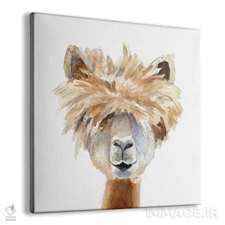 تابلو دکوراتیو لاما با چتری اثر لینی لورث - نمای پرسپکتیو محصول