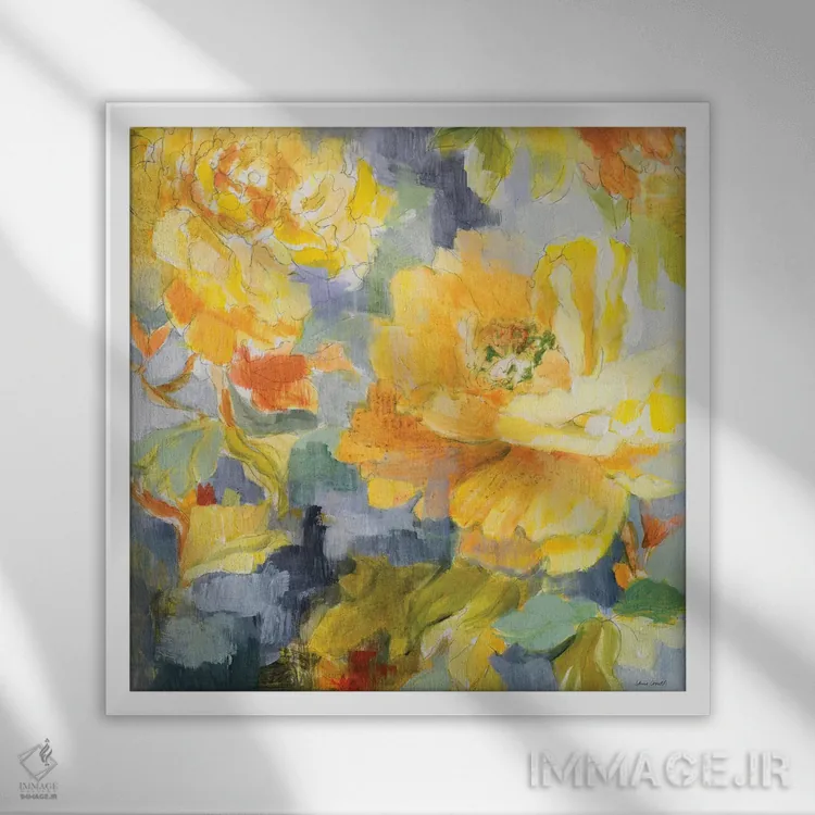 تابلو دکوراتیو "پیونی های مدرن I" اثر لینی لورث - نمای قابدار سفید