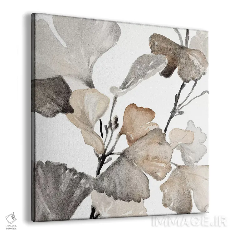 تابلو دکوراتیو "ساقه های جینکو خنثی II" اثر لینی لورث - نمای پرسپکتیو محصول