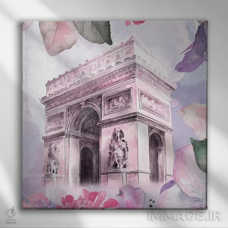 تابلو دکوراتیو "شکوفه های پاریسی II" اثر لینی لورث - نمای روبهرو روی دیوار