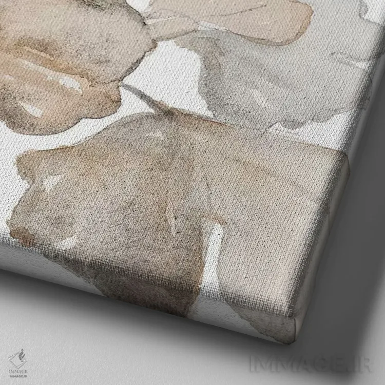 تابلو دکوراتیو "ساقه های جینکو خنثی II" اثر لینی لورث - نمای نزدیک بافت بوم