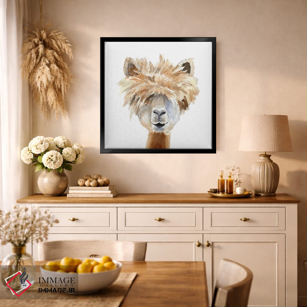 تابلو دکوراتیو لاما با چتری اثر لینی لورث - D1B