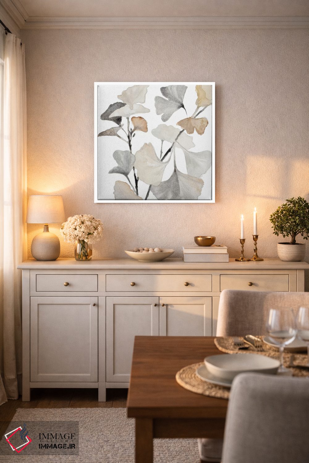 تابلو دکوراتیو "ساقه های جینکو خنثی I" اثر لینی لورث - D4W