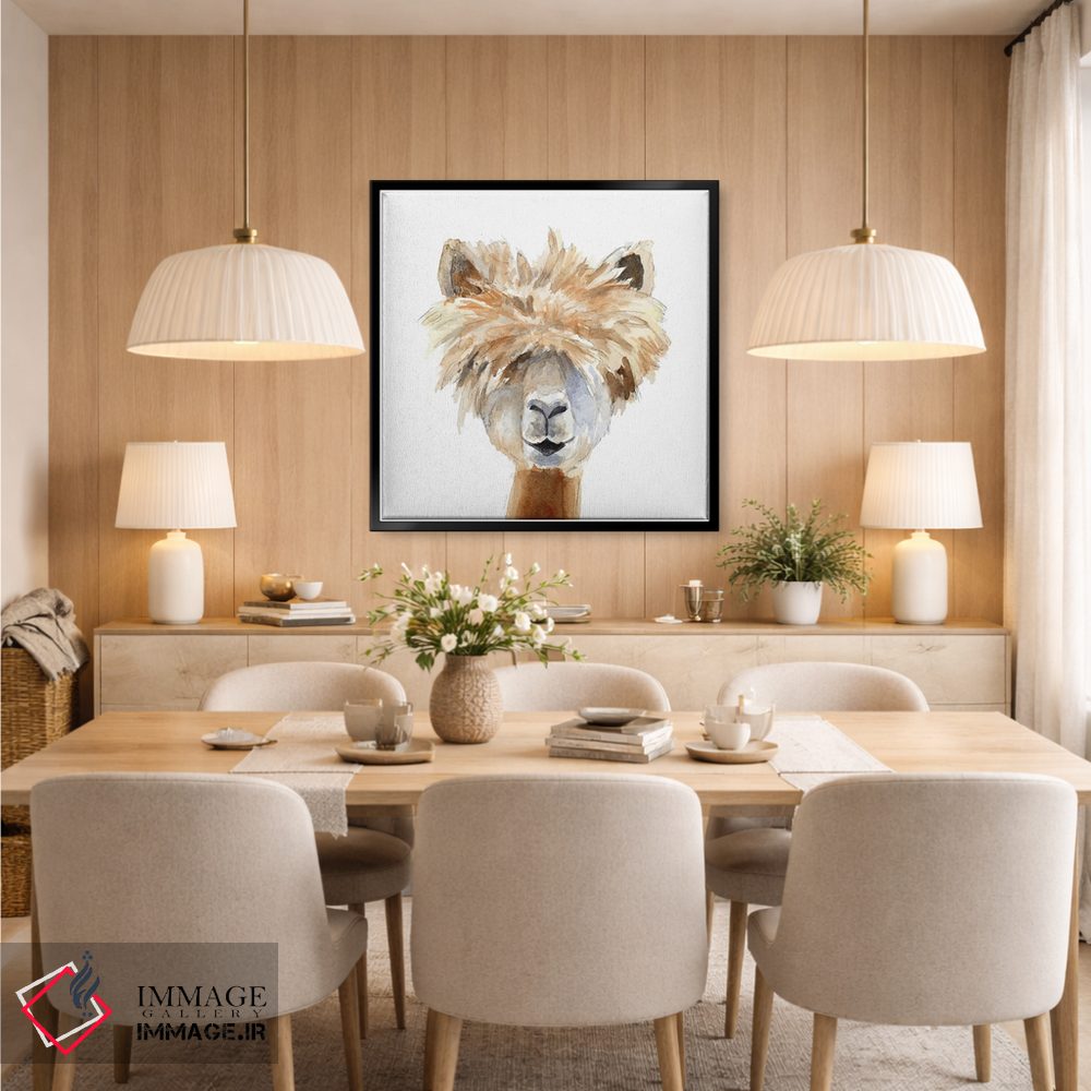 تابلو دکوراتیو لاما با چتری اثر لینی لورث - D6B