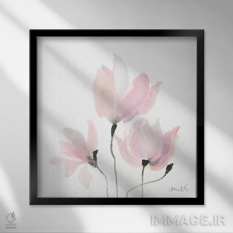 تابلو دکوراتیو "نوسان گل های پاستلی I" اثر لینی لورث - نمای قابدار مشکی