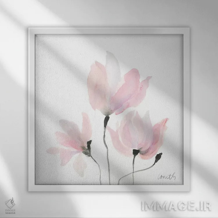 تابلو دکوراتیو "نوسان گل های پاستلی I" اثر لینی لورث - نمای قابدار سفید