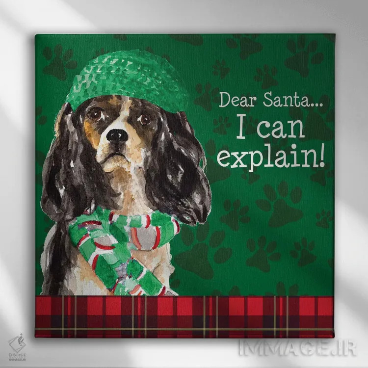 تابلو دکوراتیو "سگ کوچولوی کریسمس II" اثر لینی لورث - نمای روبهرو روی دیوار