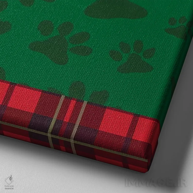 تابلو دکوراتیو "سگ کوچولوی کریسمس II" اثر لینی لورث - نمای نزدیک بافت بوم