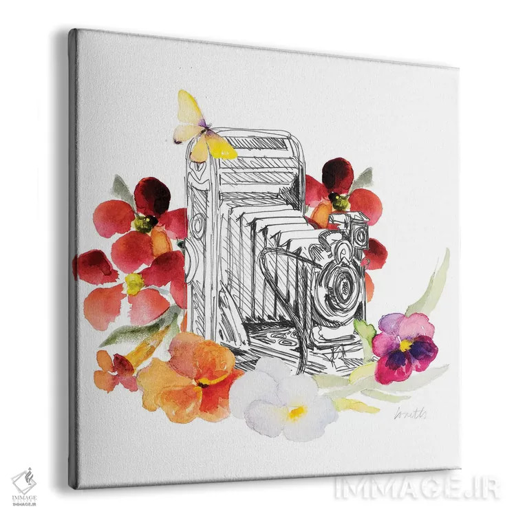 تابلو دکوراتیو "طرح دوربین روی گل های پاییزی I" اثر لینی لورث - نمای پرسپکتیو محصول