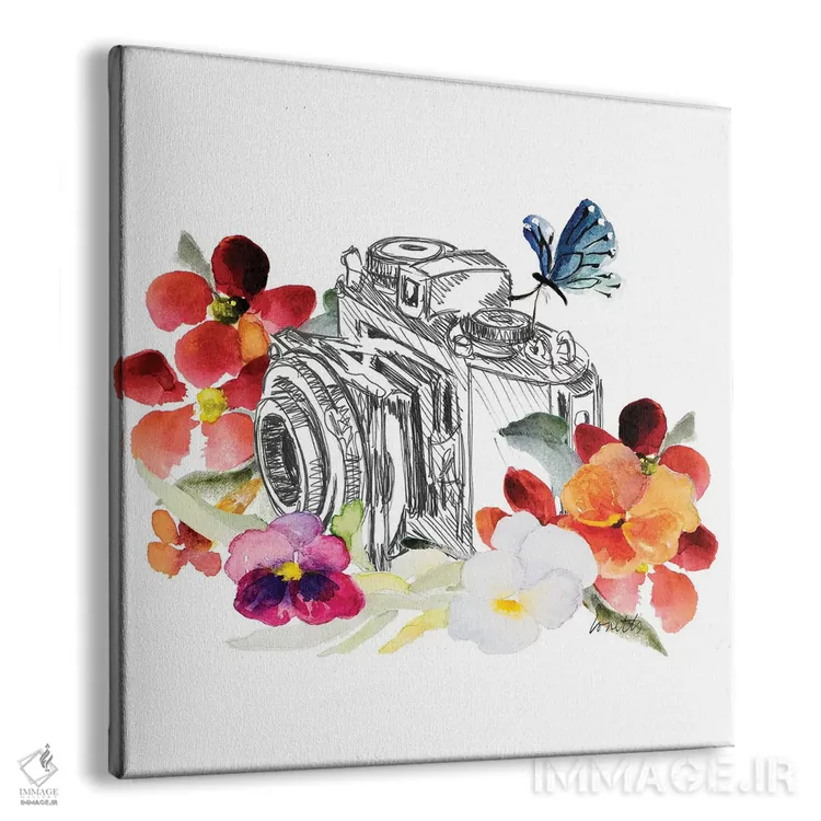 تابلو دکوراتیو "طرح دوربین روی گل های پاییزی II" اثر لینی لورث - نمای پرسپکتیو محصول