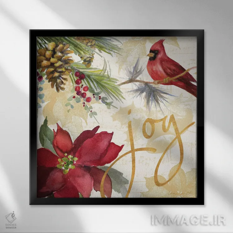 تابلو دکوراتیو "پوئینستیا کریسمس I" اثر لینی لورث - نمای قابدار مشکی