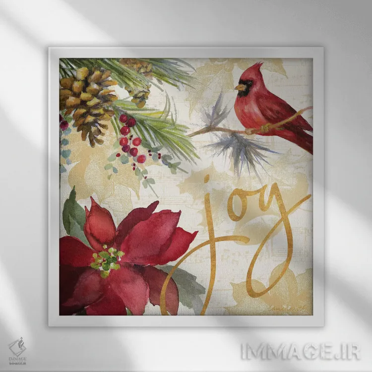 تابلو دکوراتیو "پوئینستیا کریسمس I" اثر لینی لورث - نمای قابدار سفید