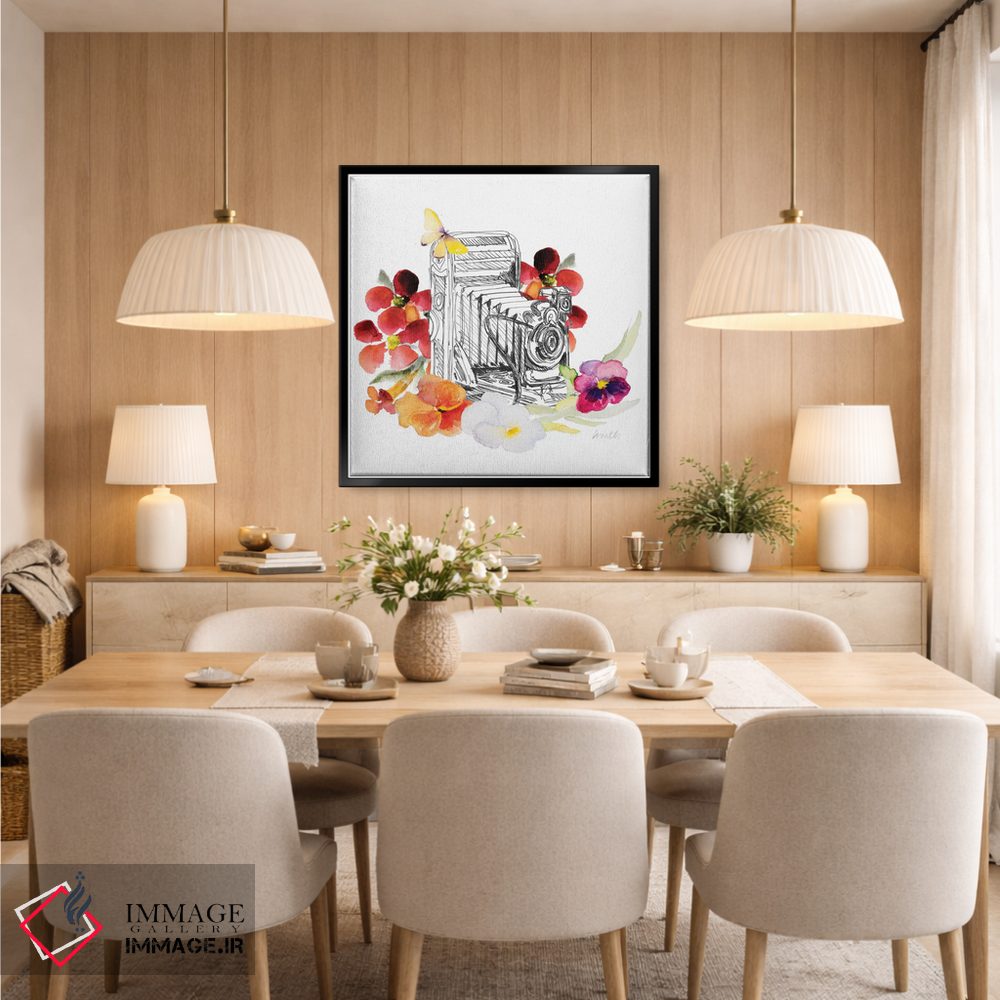 تابلو دکوراتیو "طرح دوربین روی گل های پاییزی I" اثر لینی لورث - D6B