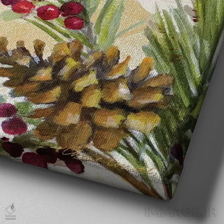 تابلو دکوراتیو "پوئینستیا کریسمس II" اثر لینی لورث - نمای نزدیک بافت بوم