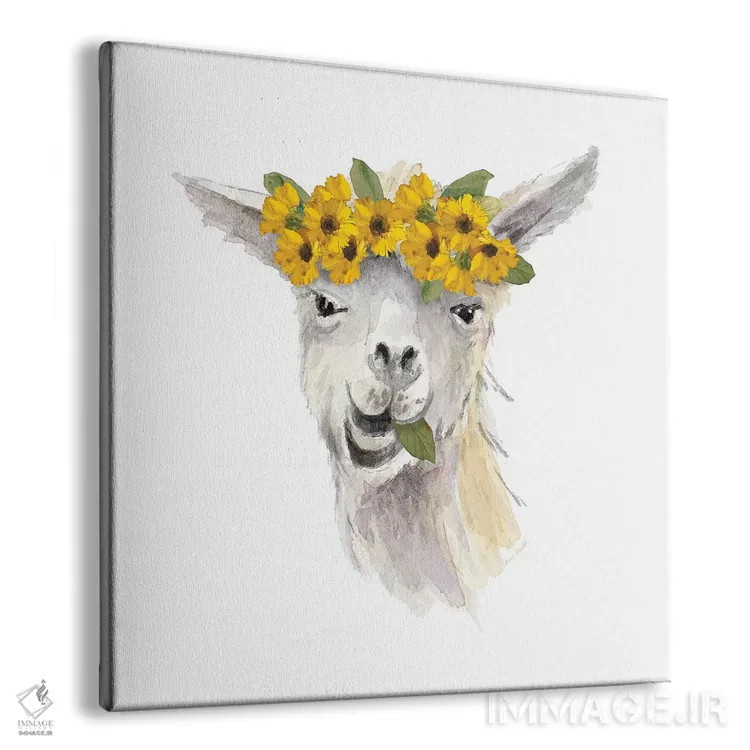 تابلو دکوراتیو "لامای گلدار I" اثر لینی لورث - نمای پرسپکتیو محصول