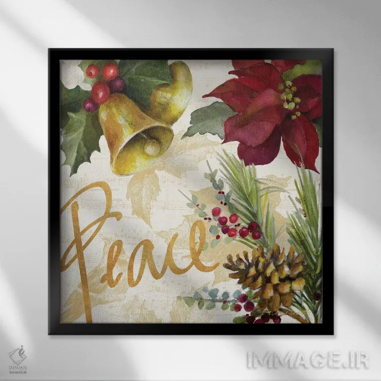 تابلو دکوراتیو "پوئینستیا کریسمس II" اثر لینی لورث - نمای قابدار مشکی