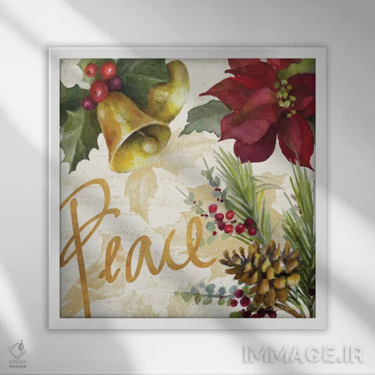 تابلو دکوراتیو "پوئینستیا کریسمس II" اثر لینی لورث - نمای قابدار سفید