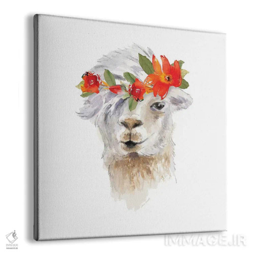 تابلو دکوراتیو "لامای گلدار II" اثر لینی لورث - نمای پرسپکتیو محصول