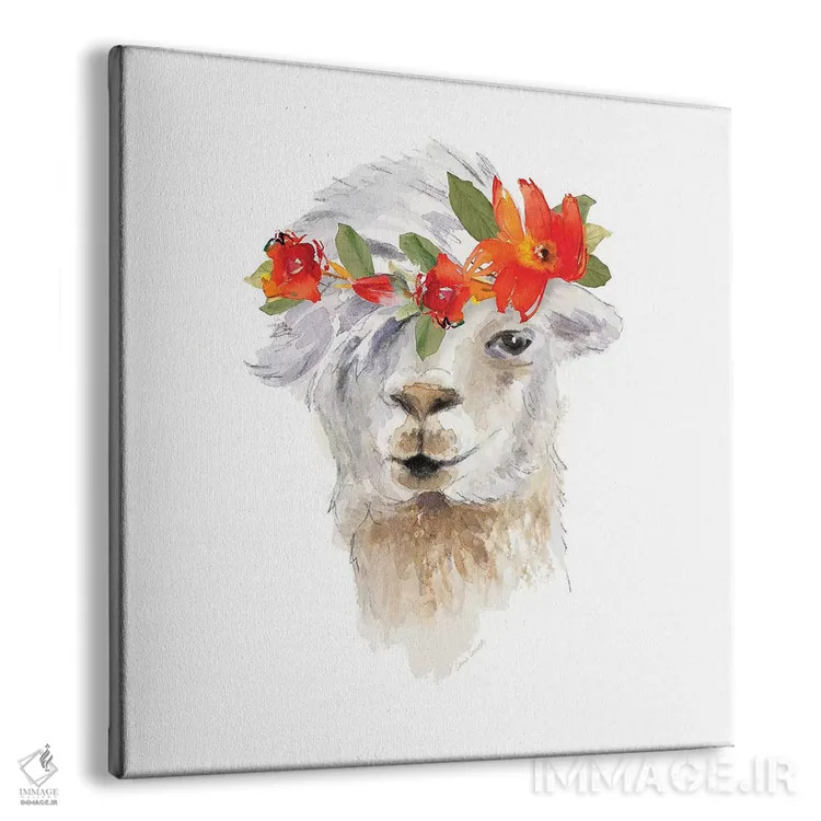 تابلو دکوراتیو "لامای گلدار II" اثر لینی لورث - نمای پرسپکتیو محصول