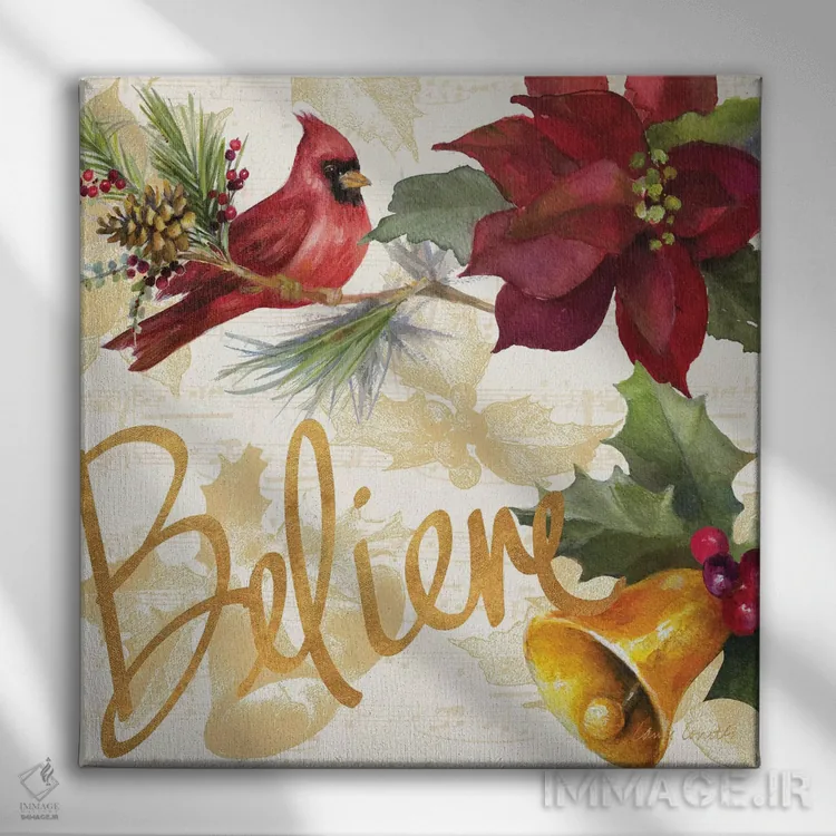 تابلو دکوراتیو "پوئینستیا کریسمس IV" اثر لینی لورث - نمای روبهرو روی دیوار