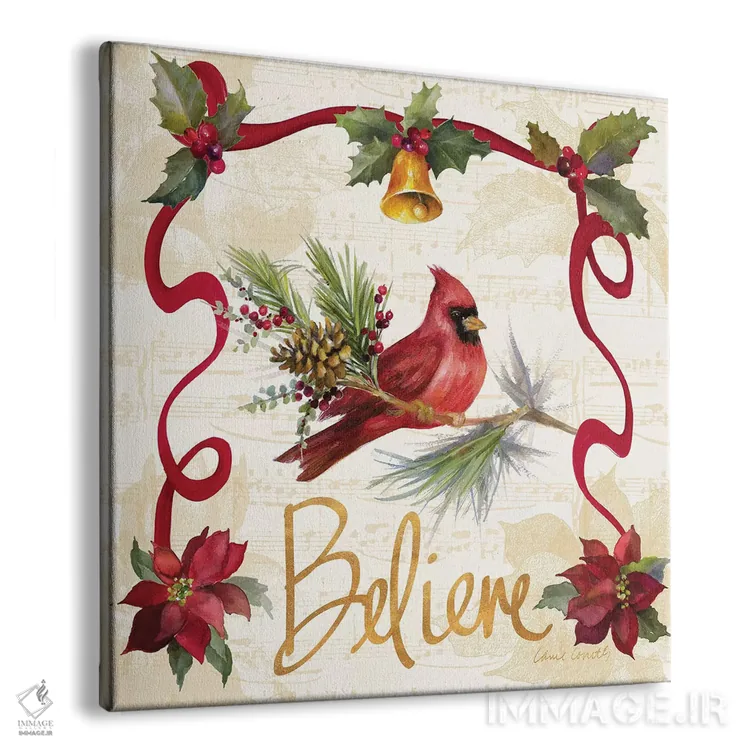 تابلو دکوراتیو "ریسه پوئینستیا کریسمس I" اثر لینی لورث - نمای پرسپکتیو محصول