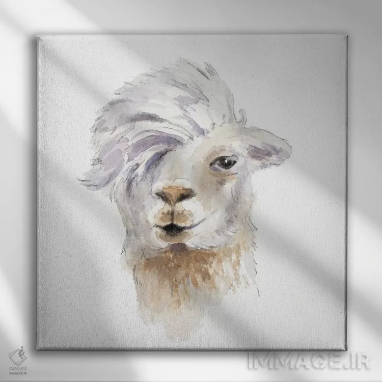 تابلو دکوراتیو "لامای شانه کرده" اثر لینی لورث - نمای روبهرو روی دیوار