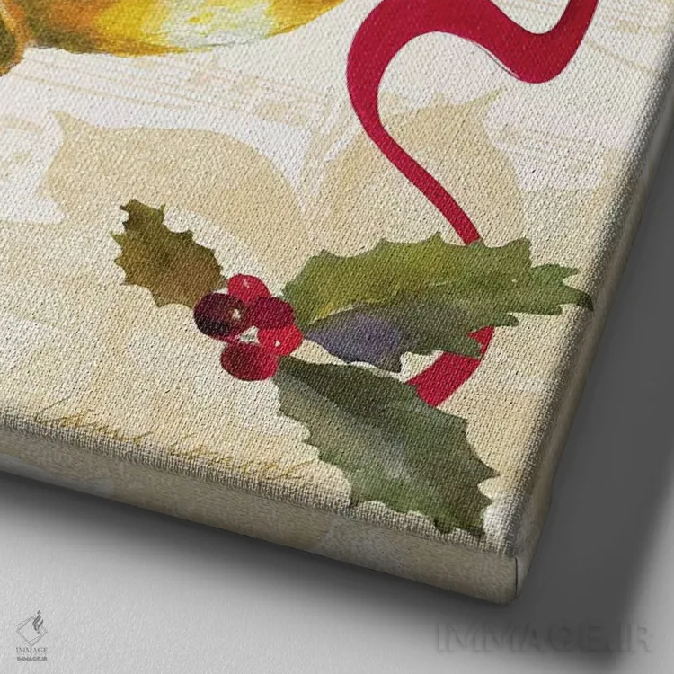 تابلو دکوراتیو "ریسه پوئینستیا کریسمس III" اثر لینی لورث - نمای نزدیک بافت بوم