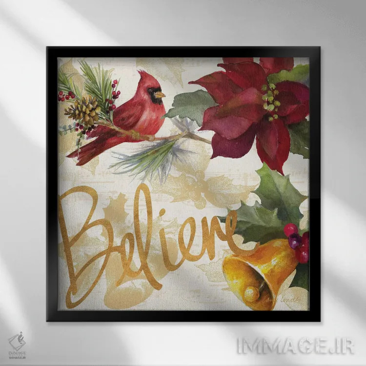 تابلو دکوراتیو "پوئینستیا کریسمس IV" اثر لینی لورث - نمای قابدار مشکی