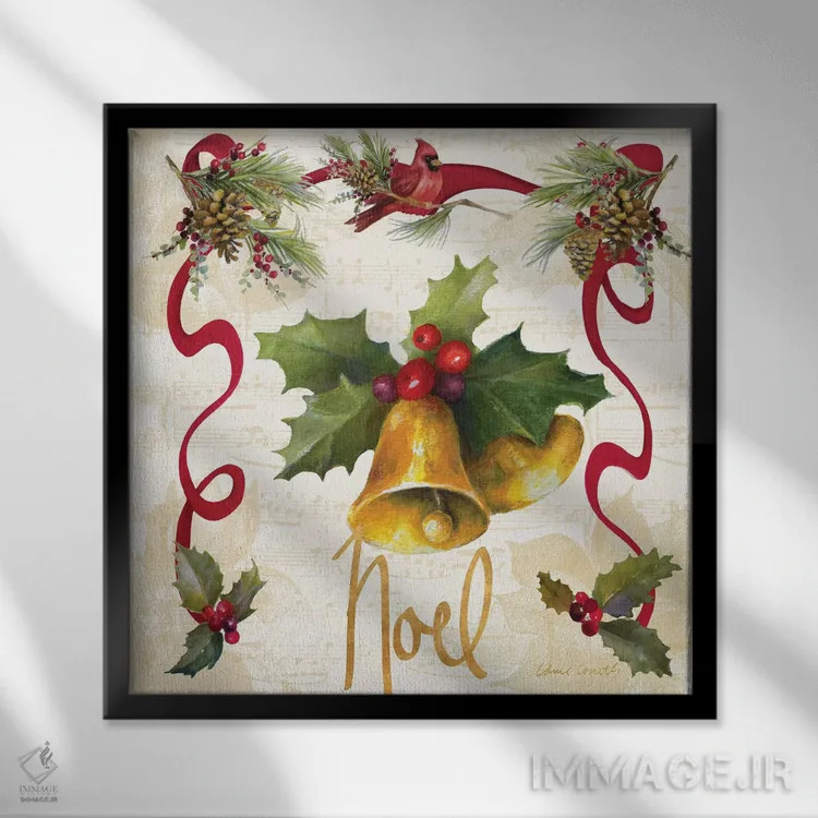 تابلو دکوراتیو "ریسه پوئینستیا کریسمس III" اثر لینی لورث - نمای قابدار مشکی