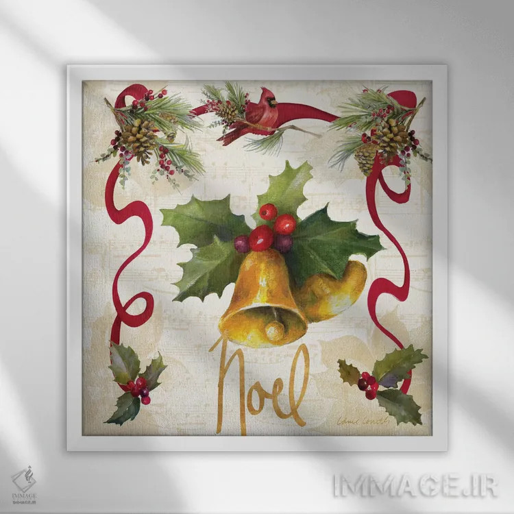 تابلو دکوراتیو "ریسه پوئینستیا کریسمس III" اثر لینی لورث - نمای قابدار سفید